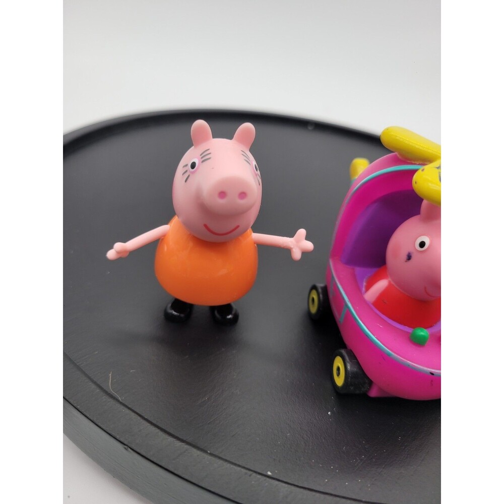 Lot Of 3 Peppa Pig Jazwares Pink Helicopter Rubber Plastic Action Figure 3" - Picture 3 of 14